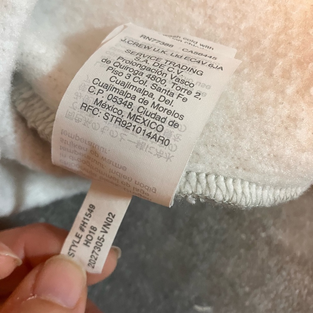 J Crew Mercantile Fleece Turtle Neck Cowl Funnel neck Sweater L Gray Checkered‎ - Picture 10 of 10